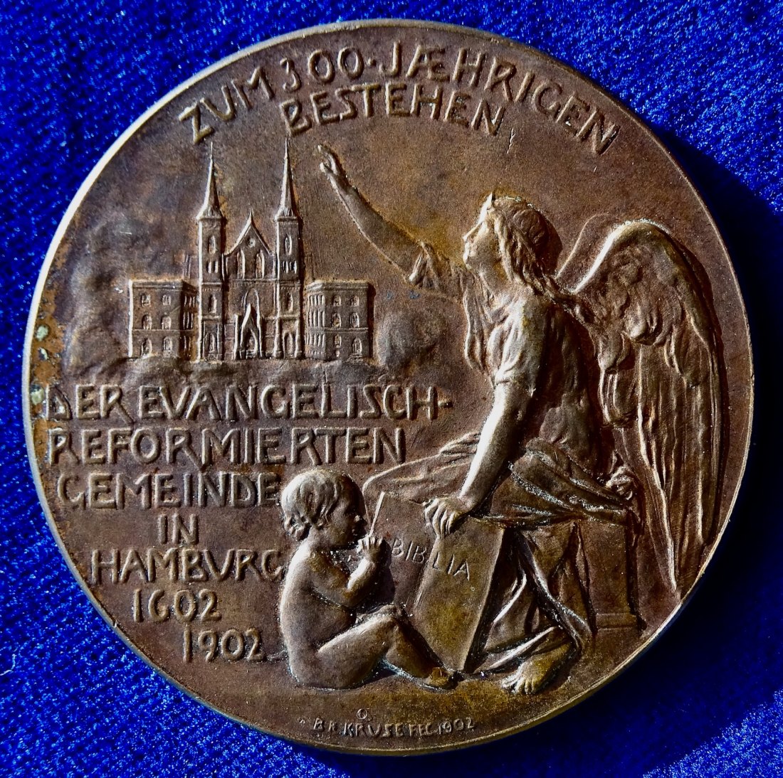  Hamburg 1902 Jugendstil- Medaille zur 300-jahrfeier der Reformierten Gemeinde   