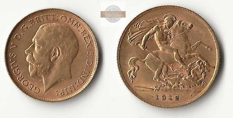 Grossbritannien, Georg V. (1910-1936) MM-Frankfurt Feingold: 3,66g 1/2 Sovereign 1912 