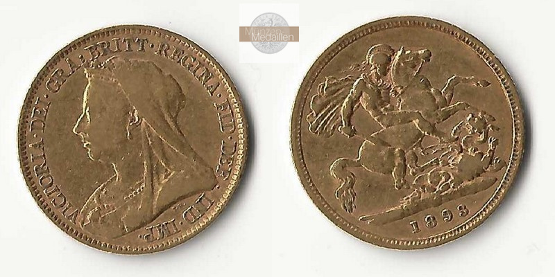 Grossbritannien, Victoria (1838-1901) MM-Frankfurt Feingold: 3,66g 1/2 Sovereign 1893 
