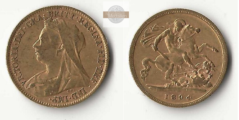 Grossbritannien, Victoria (1838-1901) MM-Frankfurt Feingold: 3,66g 1/2 Sovereign 1894 