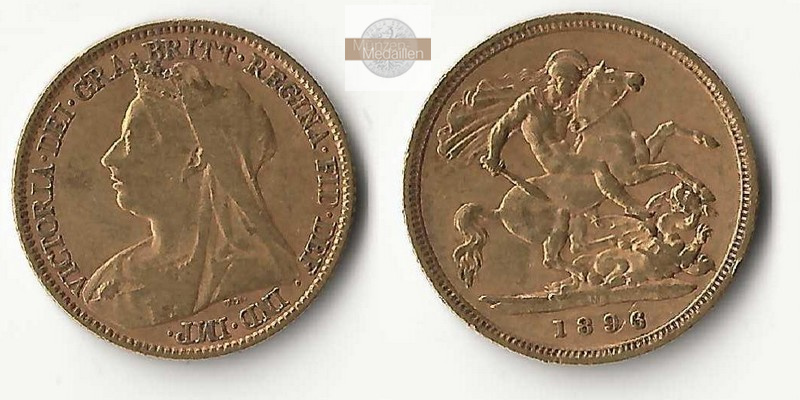 Grossbritannien, Victoria (1838-1901) MM-Frankfurt Feingold: 3,66g 1/2 Sovereign 1896 