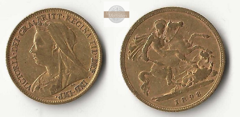 Grossbritannien, Victoria (1838-1901) MM-Frankfurt Feingold: 3,66g 1/2 Sovereign 1898 