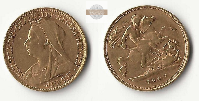 Grossbritannien, Victoria (1838-1901) MM-Frankfurt Feingold: 3,66g 1/2 Sovereign 1901 