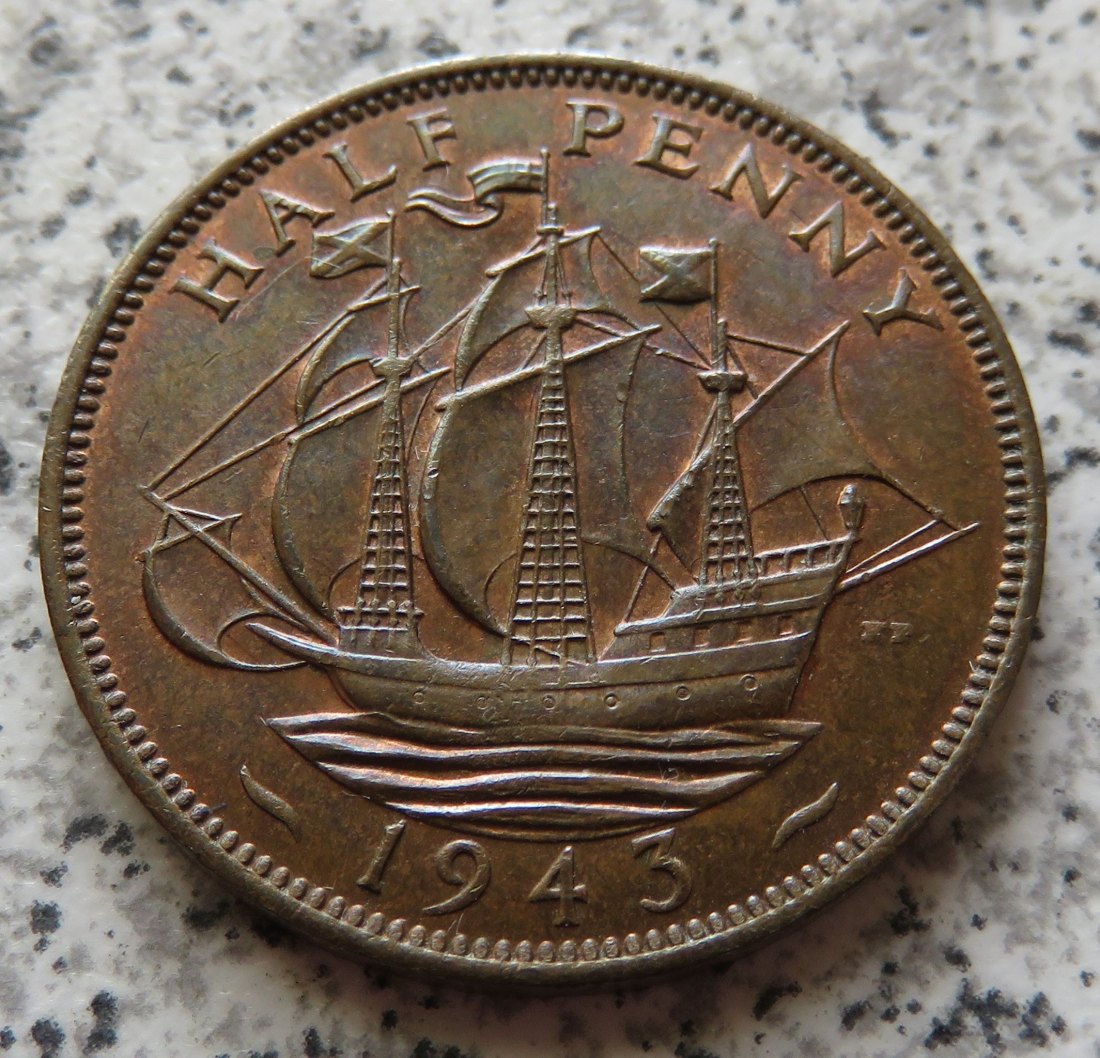  Großbritannien half Penny 1943   