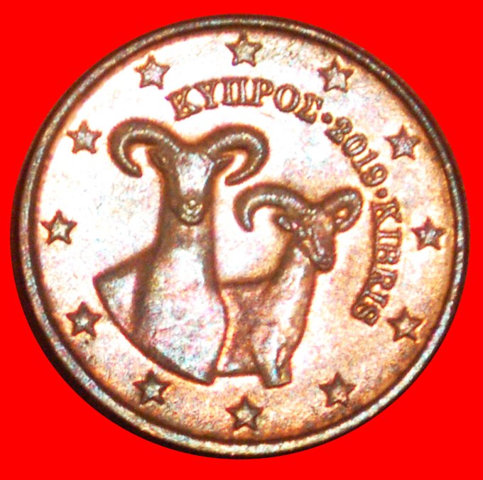  * GREECE (2008-2022): CYPRUS★1 EURO CENT 2019 MINT LUSTRE! NEW MODIFICATION★ LOW START ★ NO RESERVE!   