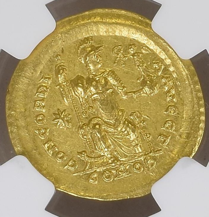  Römisches Reich 1 Gold Solidus 402-450 n.Ch. | NGC Ch AU Strike: 5/5 Surface: 4/5 | Theodosius II   