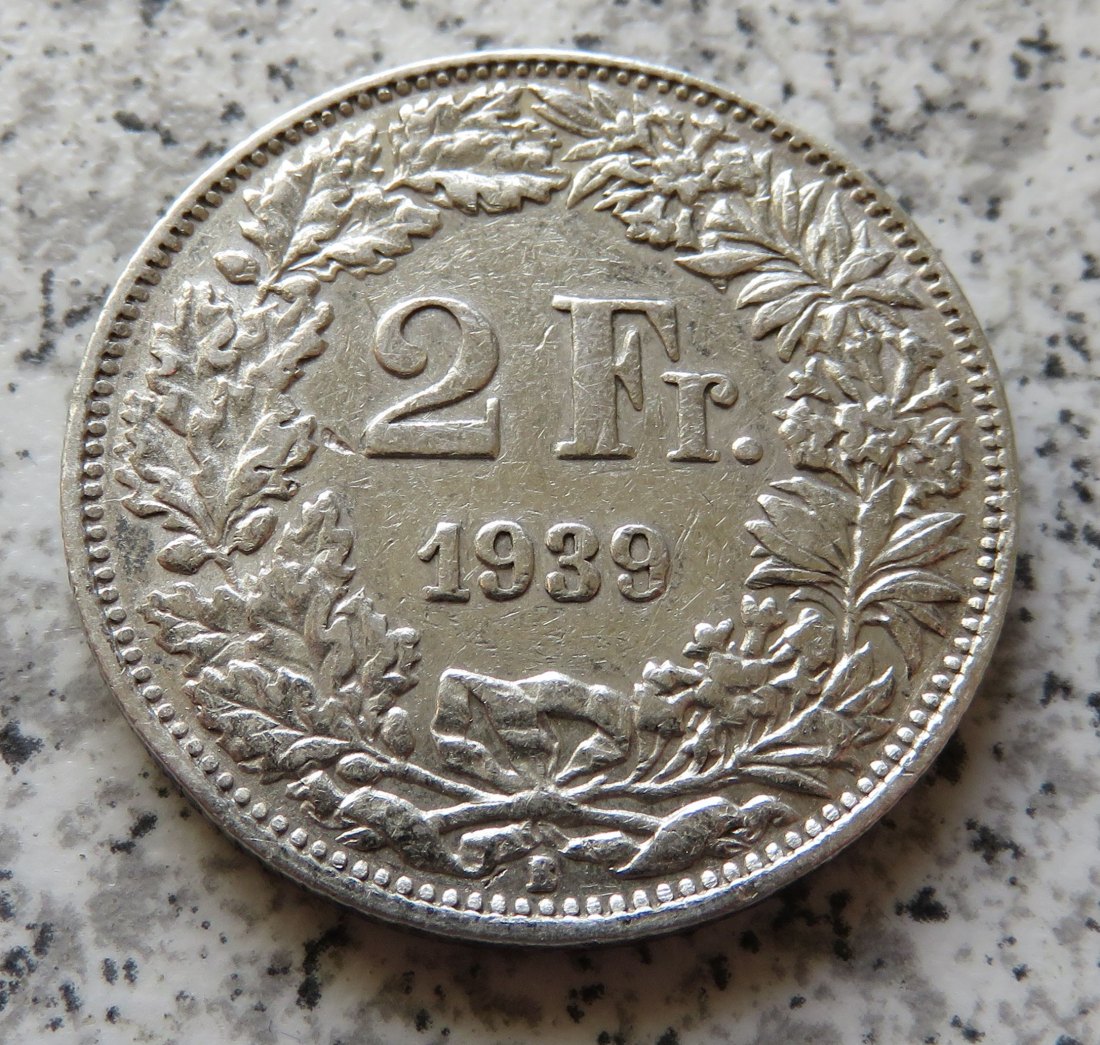  Schweiz 2 Franken 1939 B   