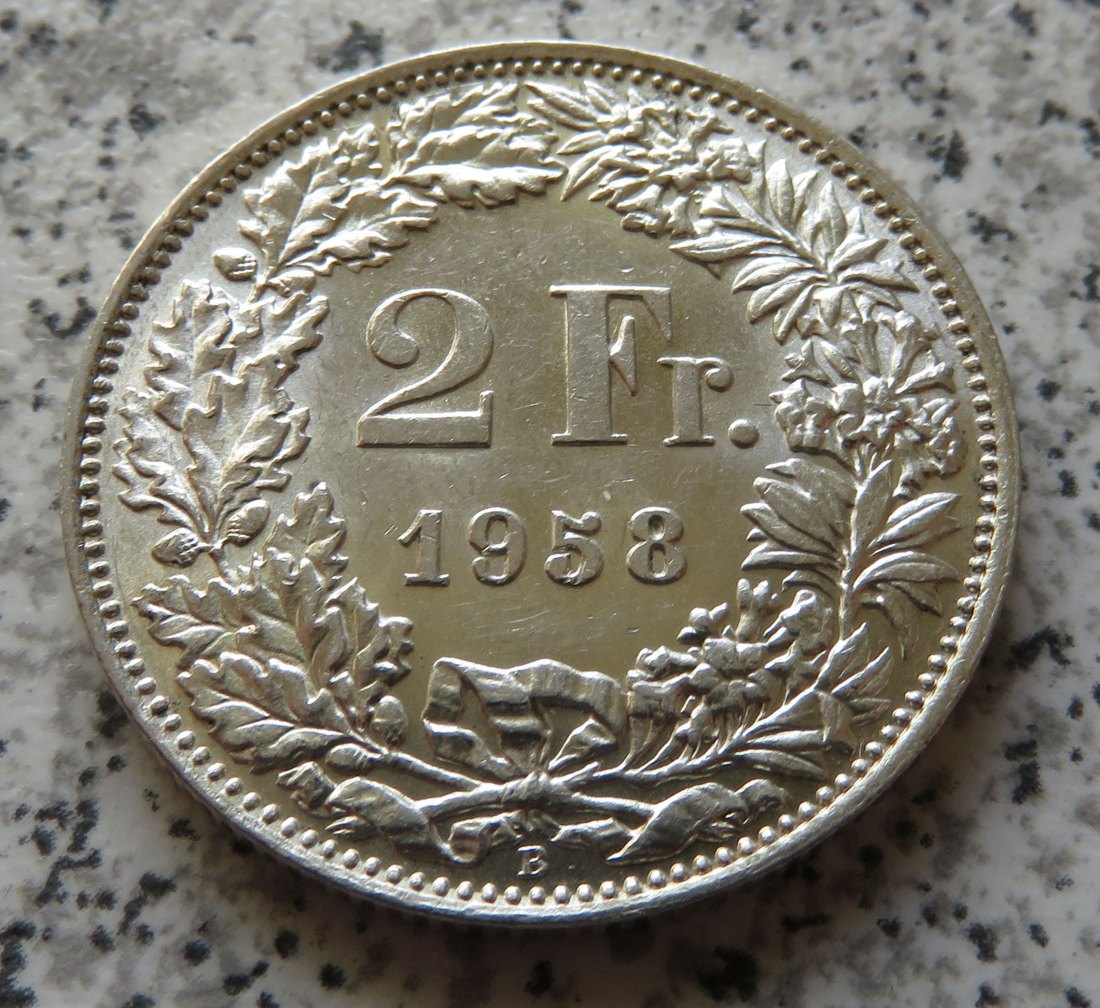  Schweiz 2 Franken 1958 B   