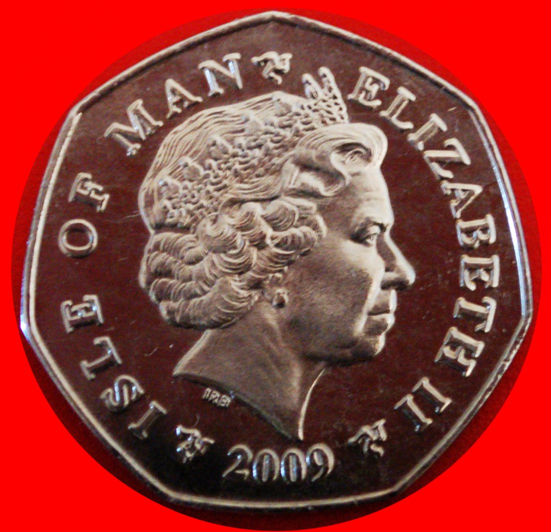  *GROSSBRITANNIEN:INSEL MAN★50 PENCE 2009 5 GOLDRINGE RARITÄT★ELISABETH II. 1953-2022★OHNE VORBEHALT!   