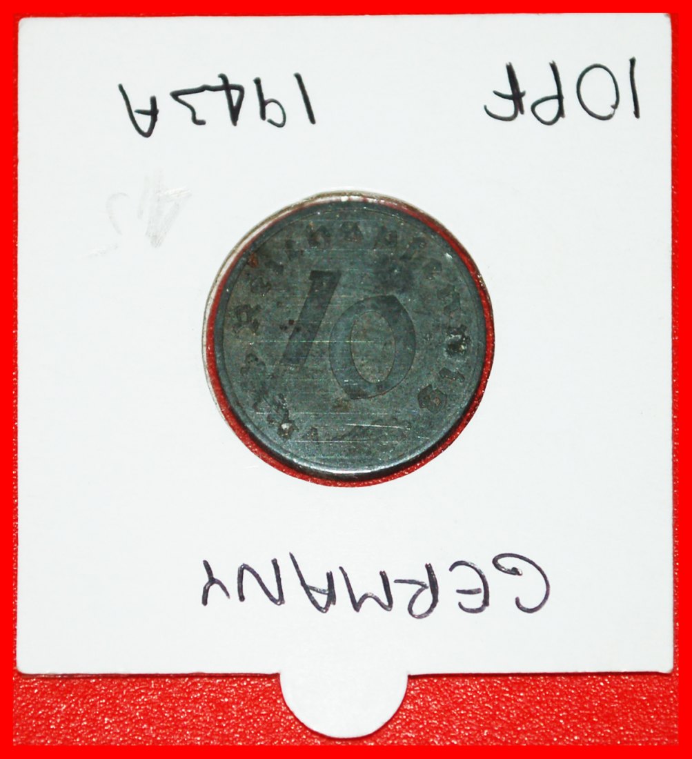 * SWASTIKA 1940-1945:GERMANY★10 PFENNIGS 1943A! THIRD REICH 1933-1945★HOLDER★LOW START ★ NO RESERVE!