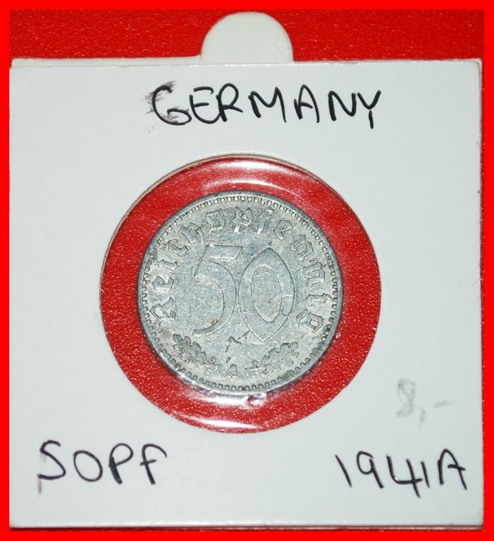  * SWASTIKA 1939-1944:GERMANY★50 PFENNIGS 1941A! THIRD REICH 1933-1945★HOLDER★LOW START ★ NO RESERVE!   