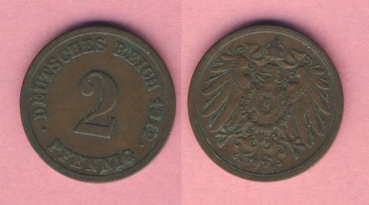  Kaiserreich 2 Pfennig 1912 F   