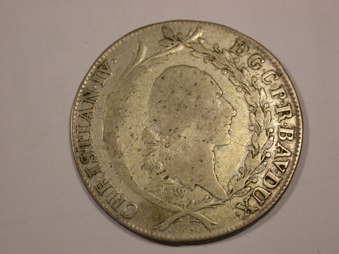 H15 Pfalz Bayern Zweibrücken 20 Kreuzer 1766 M in f.ss Silber Originalbilder