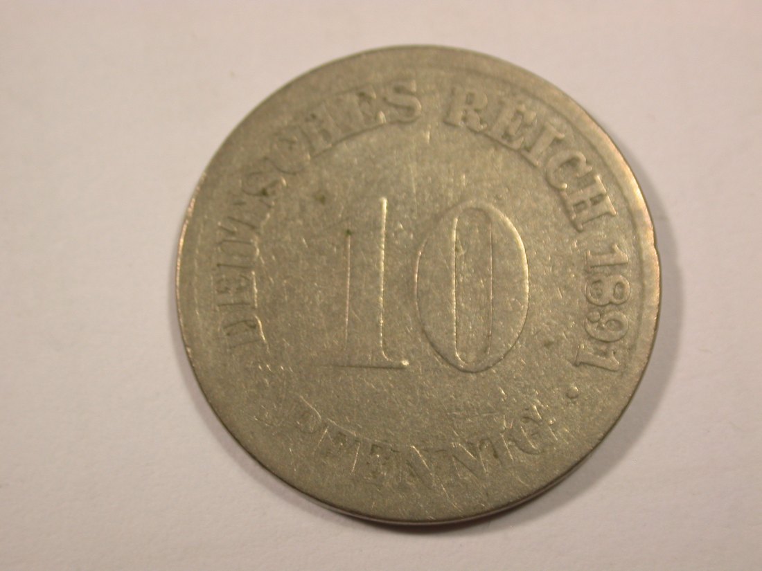  H15 KR  10 Pfennig 1891 G in s  Originalbilder   