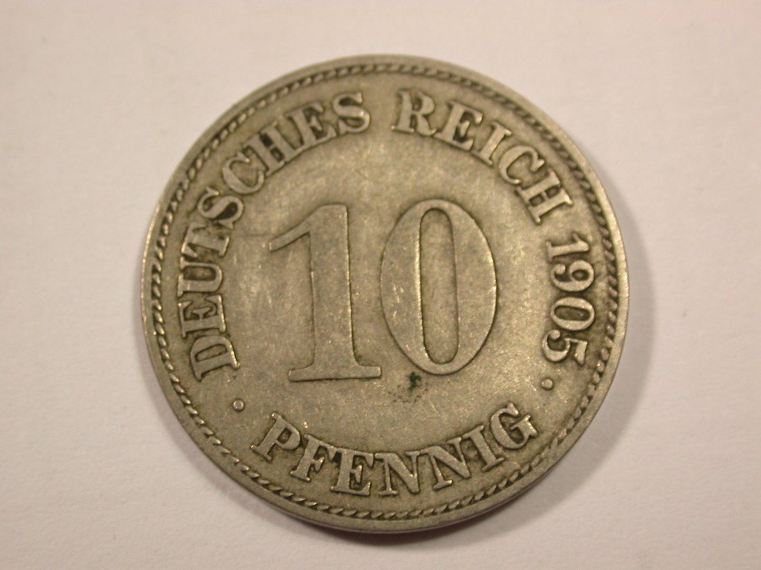  H15 KR  10 Pfennig 1905 E in ss  Originalbilder   