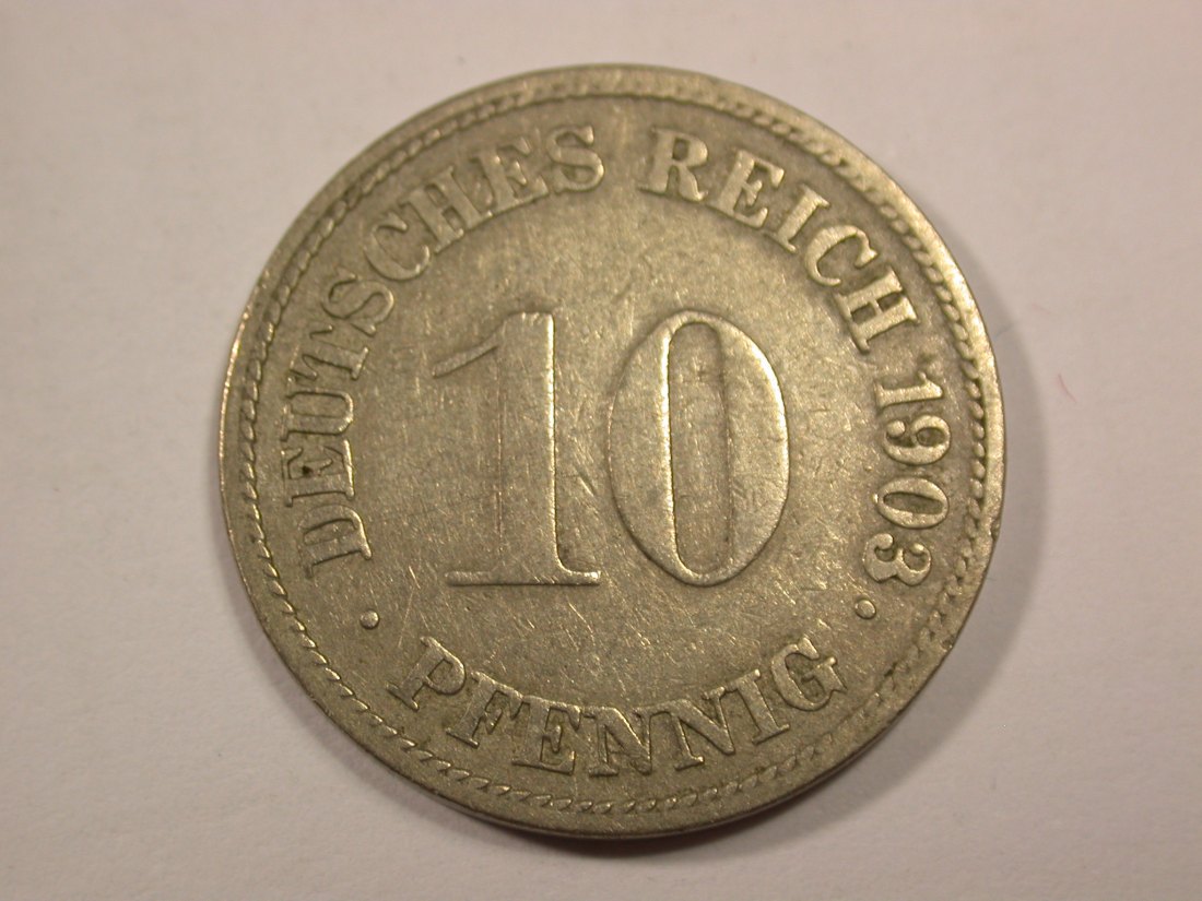 H15 KR 10 Pfennig 1903 G in gutes ss Originalbilder