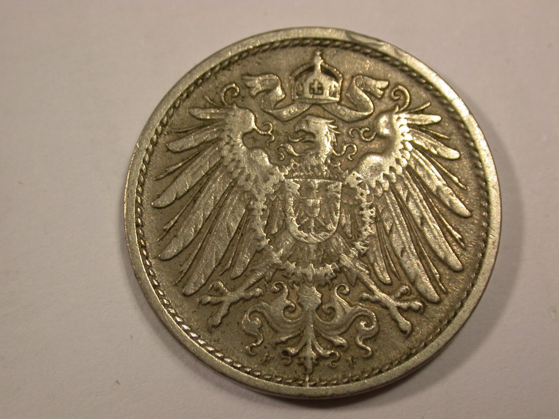  H15 KR  10 Pfennig 1909 F in ss, Rdf.   Originalbilder   