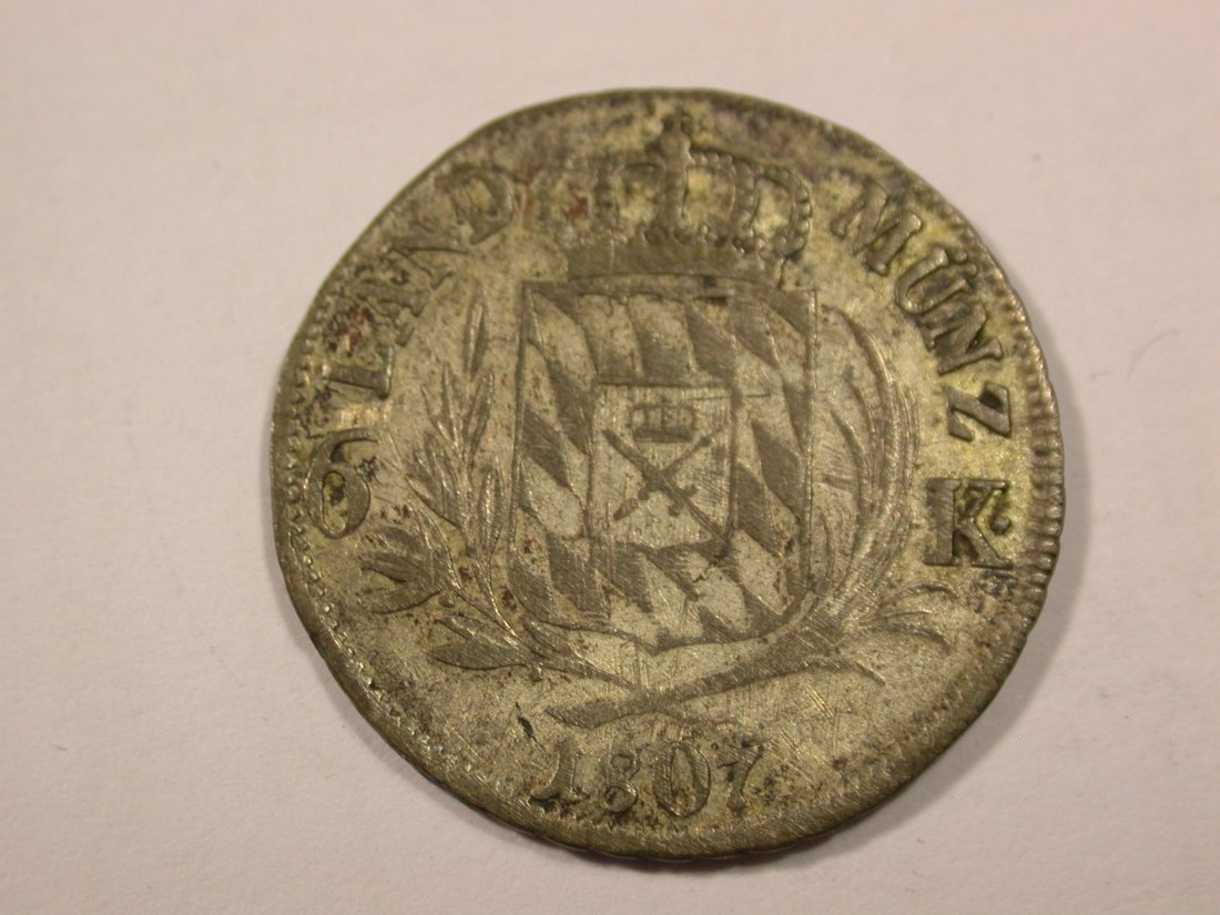 H15 Bayern 6 Kreuzer 1807 in s-ss Originalbilder