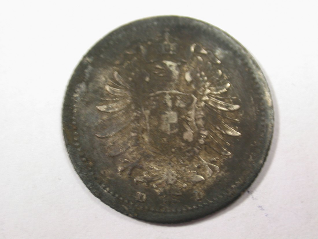  H15 KR  20 Pfennig  1875 D in  vz, geschwärzt  Silber  Originalbilder   