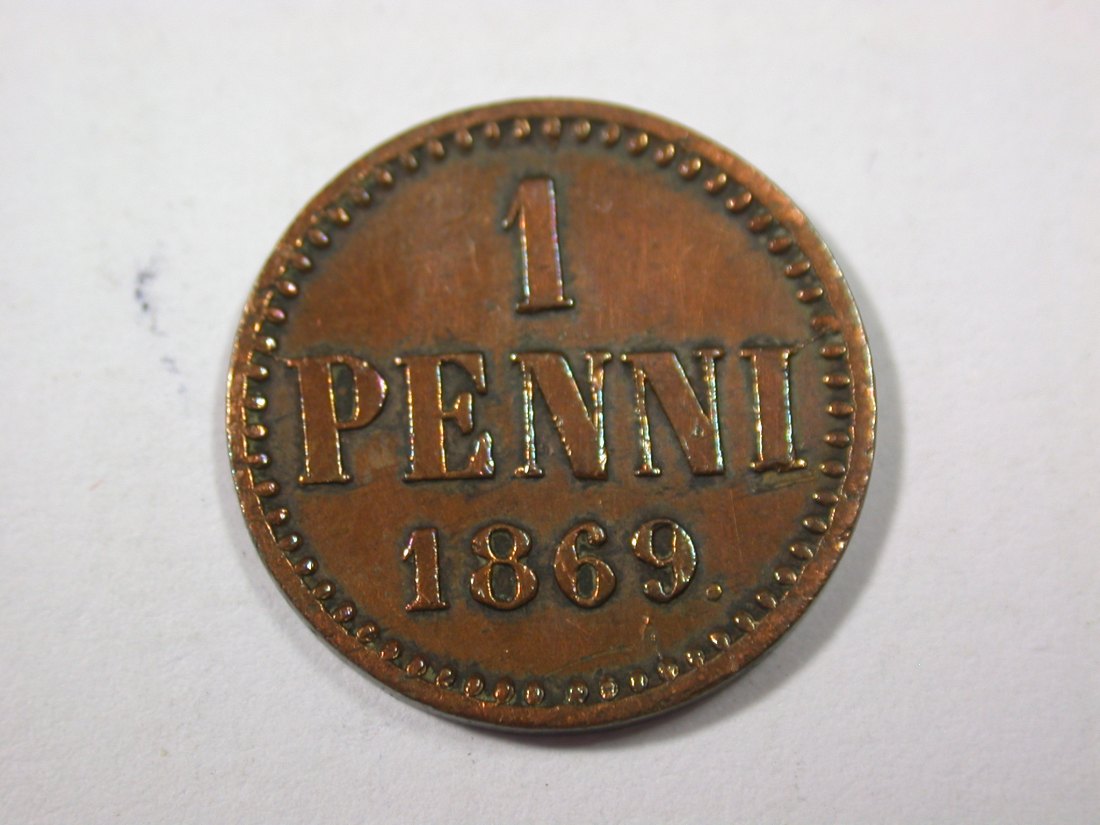 H15 Finnland unter Russland 1 Penni 1869 in f.vz Originalbilder