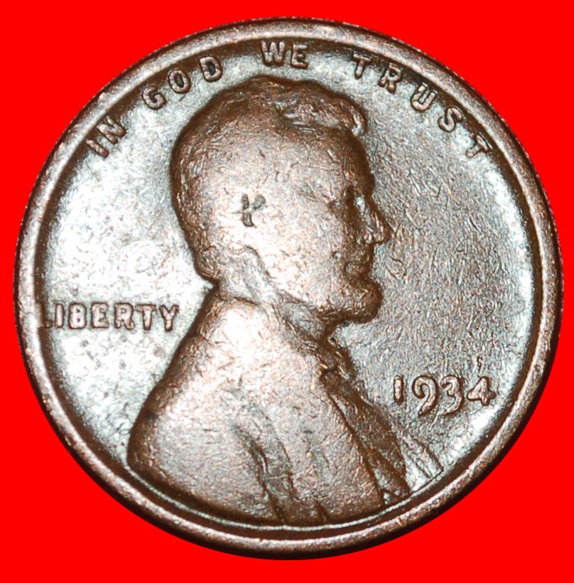  * WEIZEN PENNY (1909-1958): USA ★ 1 CENT 1934! LINCOLN (1809-1865)★OHNE VORBEHALT!   