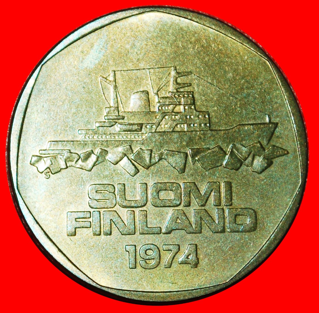 * SHIP ICEBREAKER (1972-1978): FINLAND ★ 5 MARKS 1974S UNC MINT LUSTRE! LOW START ★ NO RESERVE!