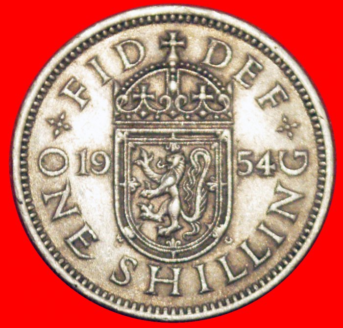  * SCHOTTISCHER LÖWE (1954-1970): GROSSBRITANNIEN ★ 1 SHILLING 1954! ELISABETH II. ★OHNE VORBEHALT!   