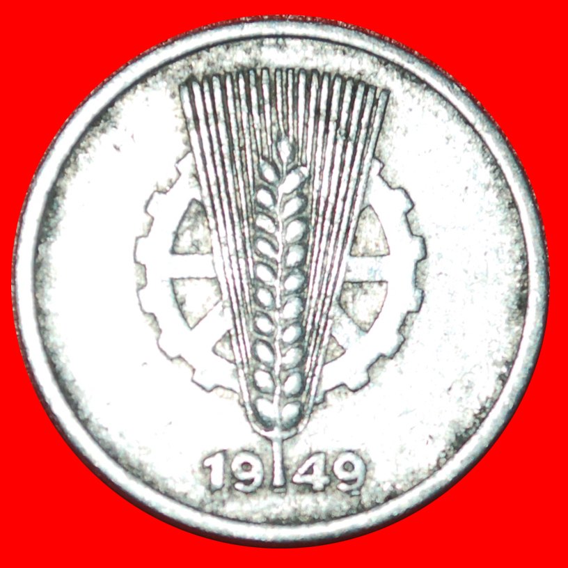  * WHEAT EAR AND COG (1948-1950): COMMUNIST GERMANY ★ 5 PFENNIG 1949A! LOW START ★ NO RESERVE!   