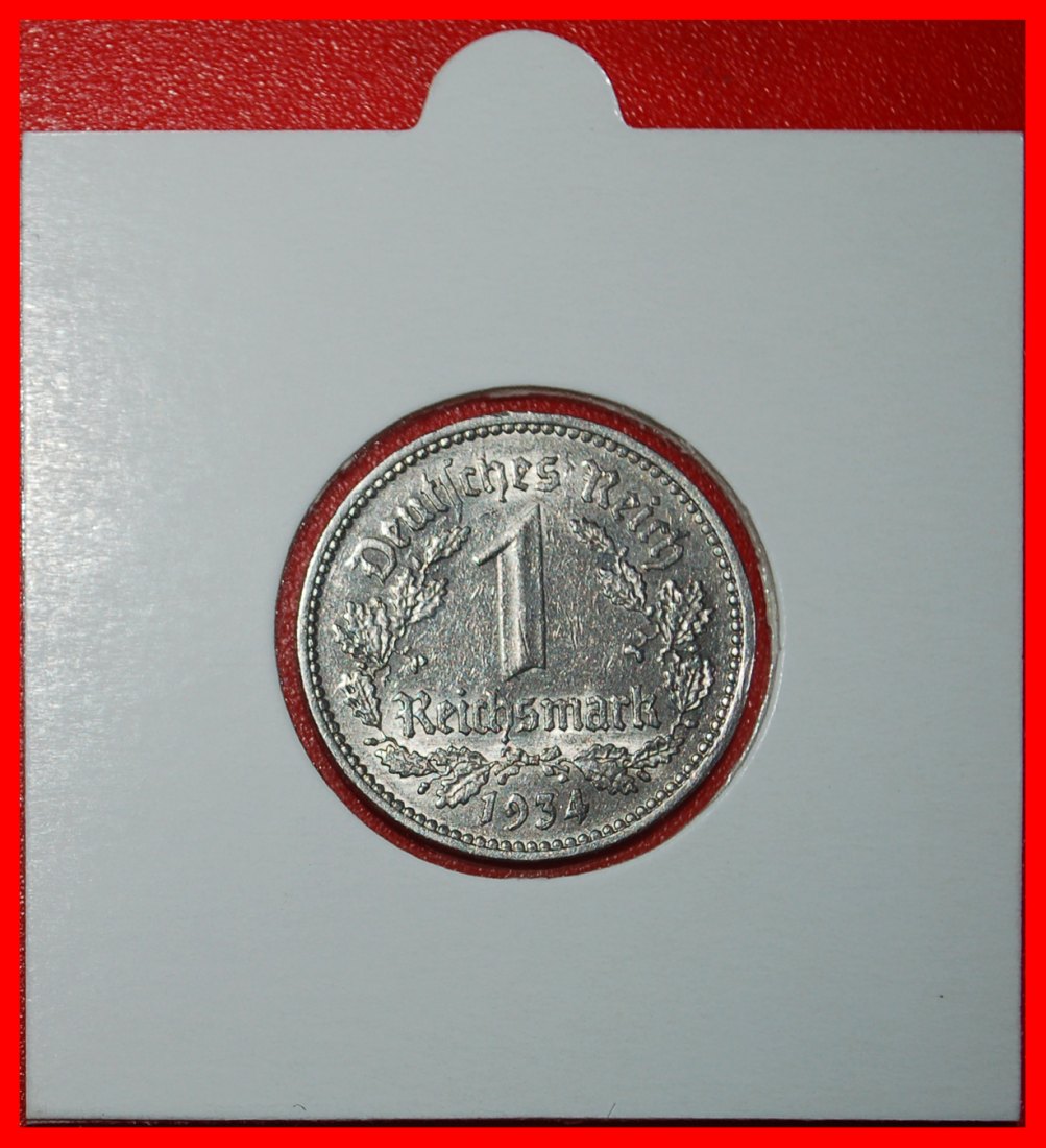  * NO SWASTIKA (1933-1939):GERMANY★1 MARK 1934A! THIRD REICH (1933-1945) HOLDER★LOW START★NO RESERVE!   