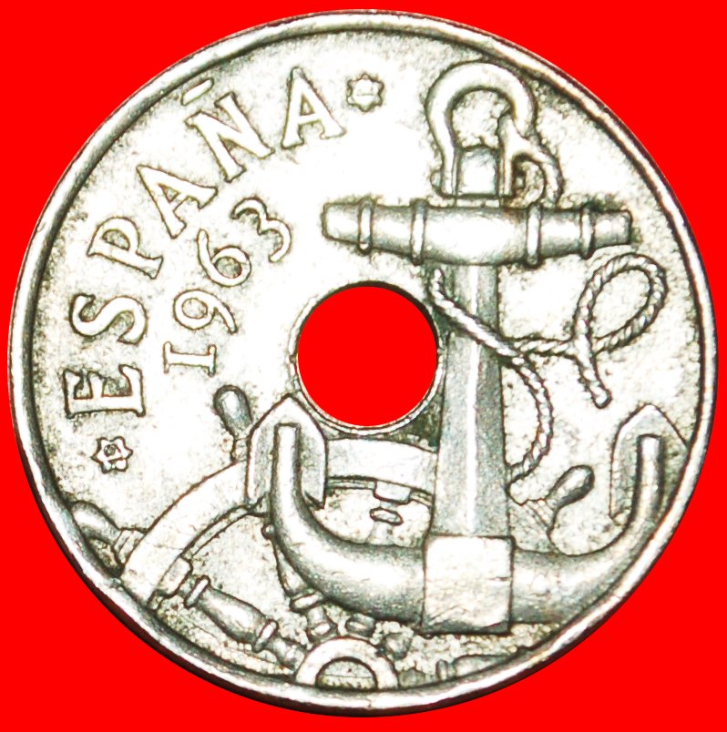  * GENERALISSIMO FRANCO (1947-1975): SPAIN ★ 50 CENTIMOS 1964 (1963) ANCHOR!  LOW START ★ NO RESERVE!   