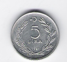  Türkei 5 Lira 1981 Al    Schön Nr.195   