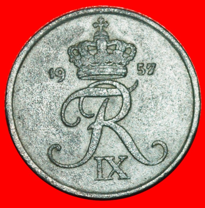  * MONOGRAM (1948-1972): DENMARK ★ 2 ORE 1957! Frederik IX (1899-1972)★LOW START ★ NO RESERVE!   