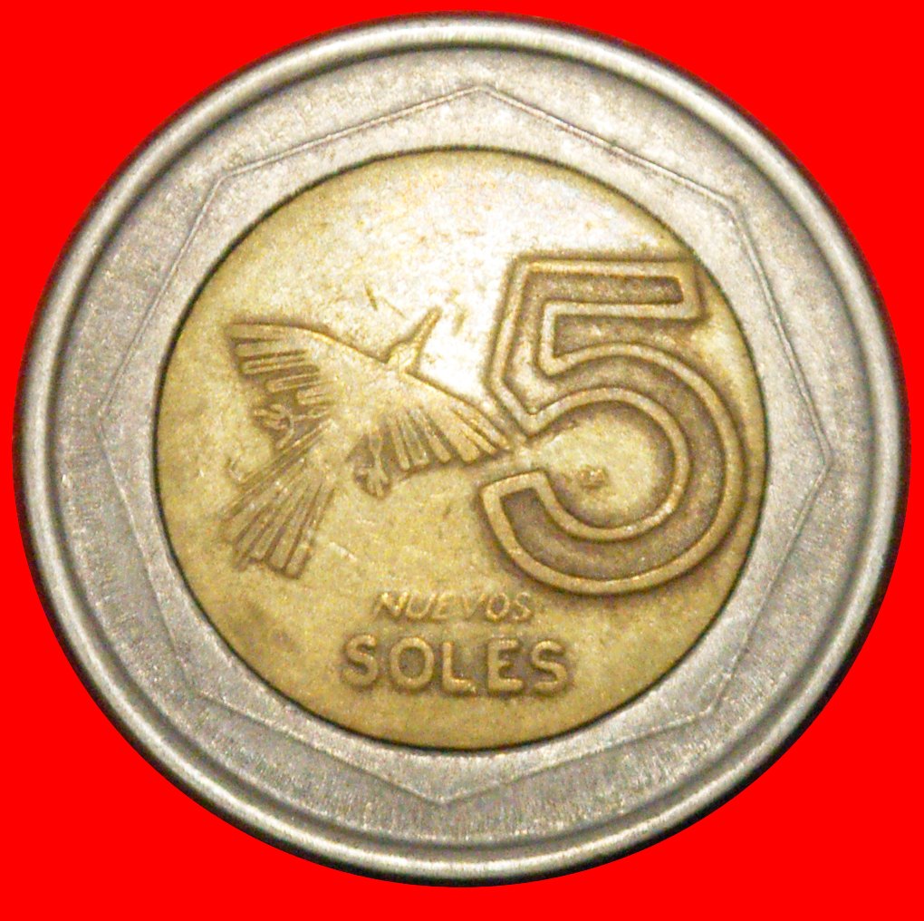 * NAZCA KONDOR (1994-2009): PERU ★ BIMETALLISCH 5 NEU SOLS 1995 I+1+A!★OHNE VORBEHALT!