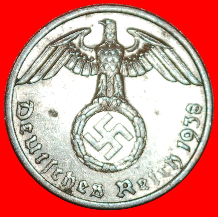  * SWASTIKA 1936-1940: GERMANY ★ 1 REICHSPFENNIG 1938A 3 REICH (1933-1945)!★LOW START ★ NO RESERVE!   