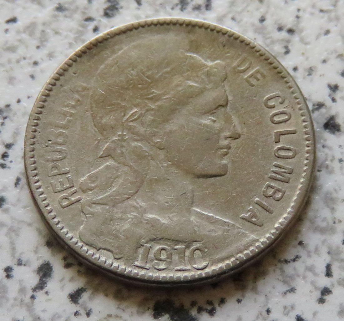  Columbien 2 Pesos 1910,seltenes Belegstück   