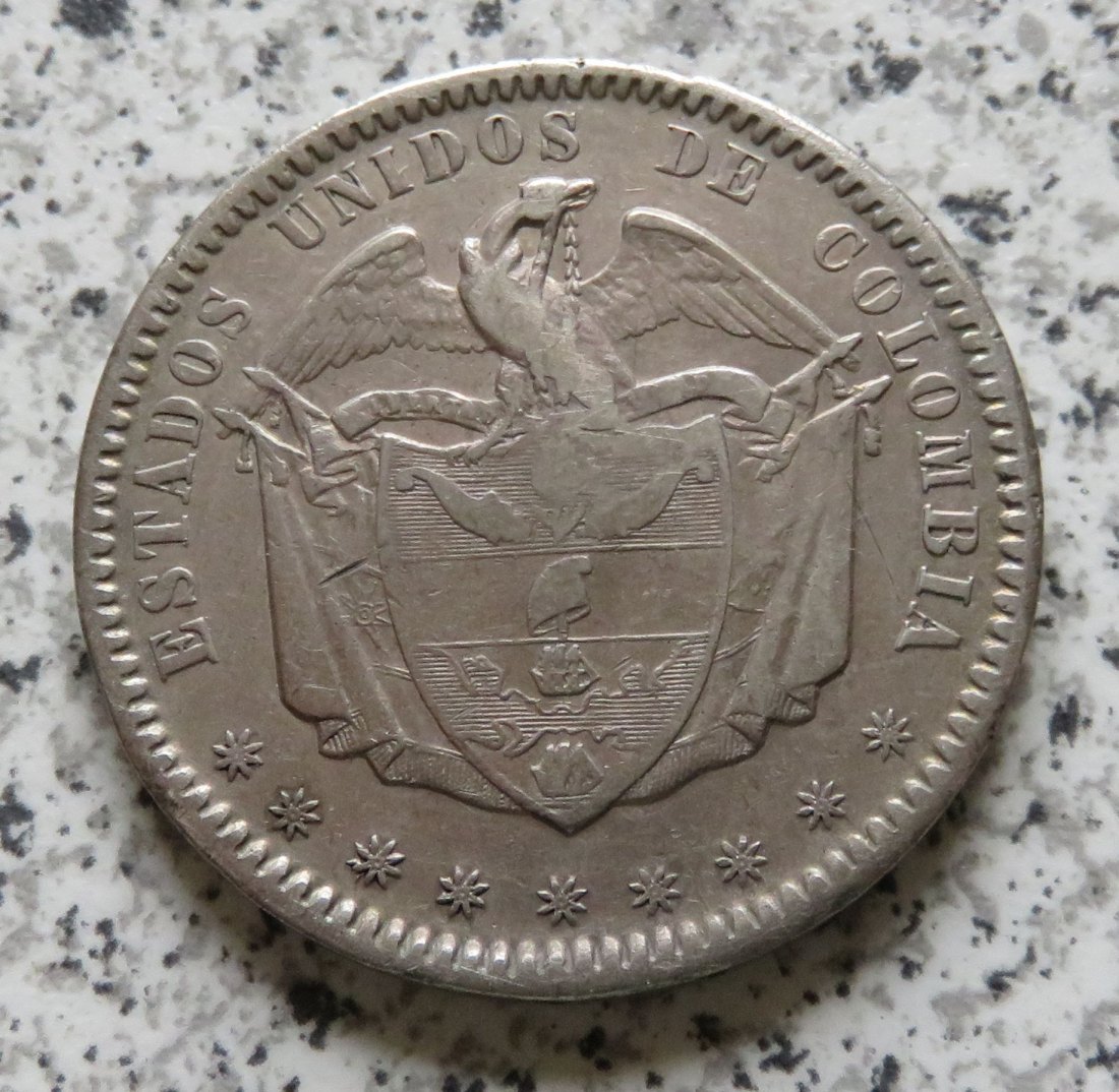  Columbien / Bogota Un Peso 1866, selten   