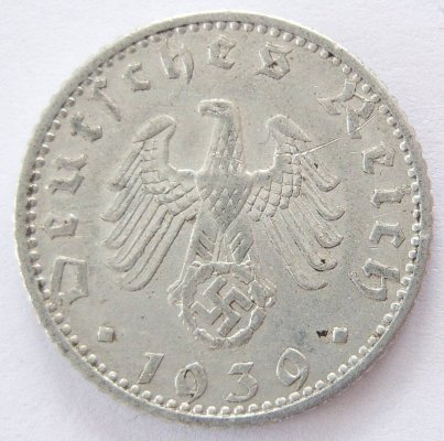  Deutsches Reich 50 Reichspfennig 1939 A Alu ss+   