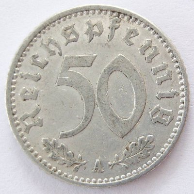  Deutsches Reich 50 Reichspfennig 1939 A Alu ss+   