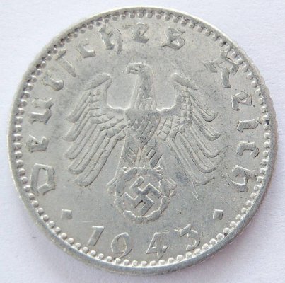  Deutsches Reich 50 Reichspfennig 1943 A Alu ss-vz   