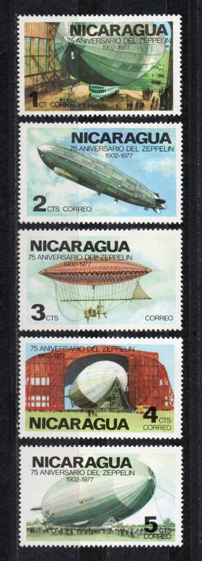  Nicaragua 1977 Satz Luftschiffe/75 Jahre Zeppelin (5 Werte) **Postfrisch   