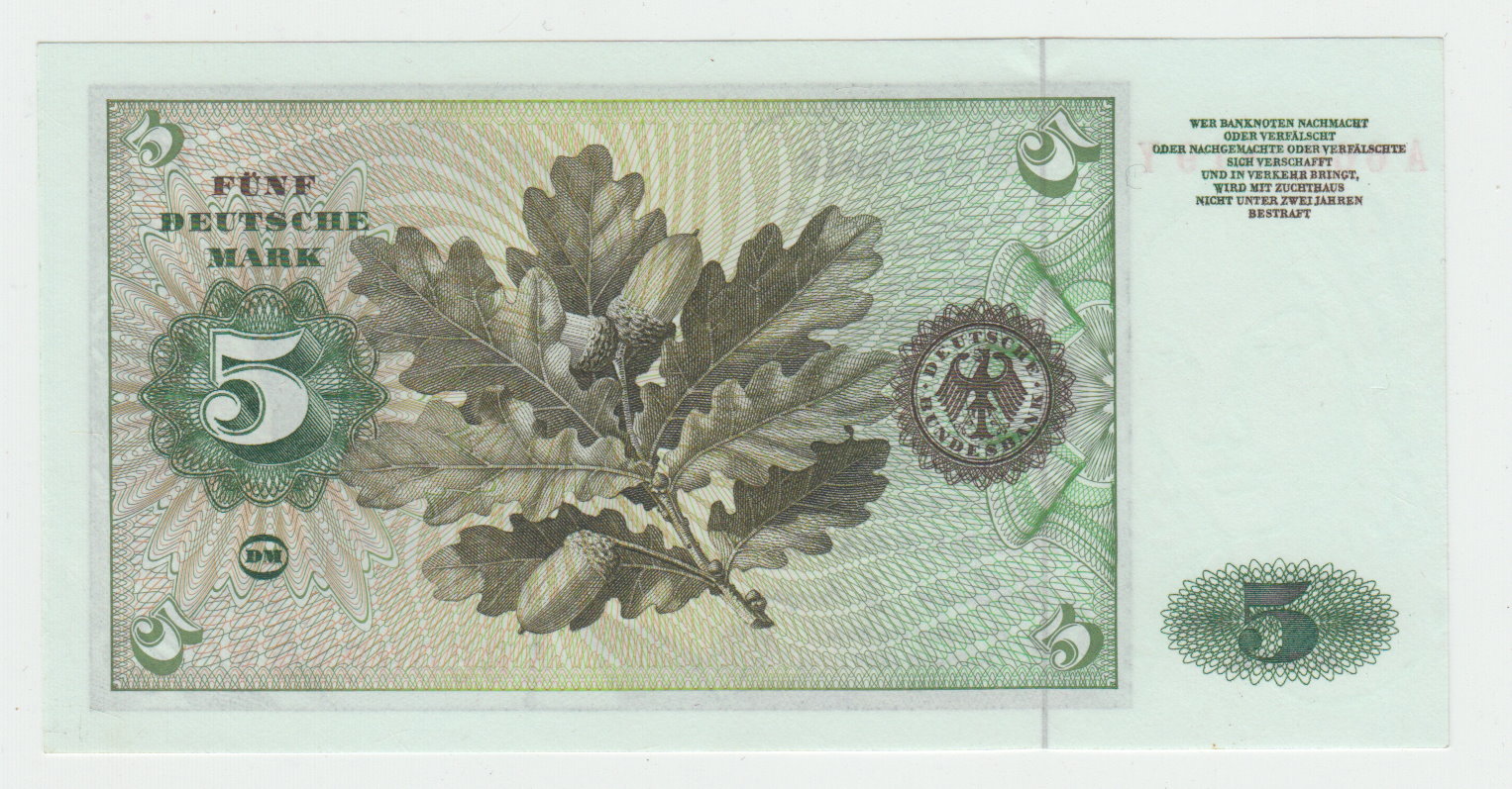  Ro. 262 e, 5 Deutsche Mark vom 02.01.1960, A6600819Y, Kassenfrisch I   