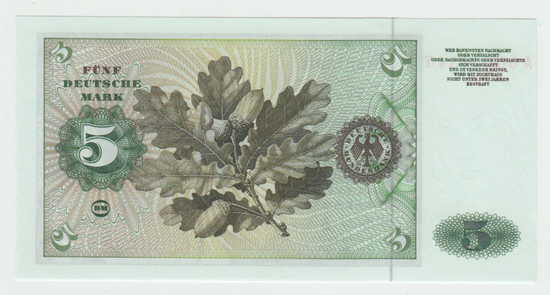  Ro. 262 e, 5 Deutsche Mark vom 02.01.1960, A6600884Y, Kassenfrisch I   