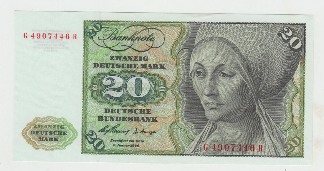  Ro. 264 a, 20 Deutsche Mark vom 02.01.1960, G4907446R, Fast Kassenfrisch I-   