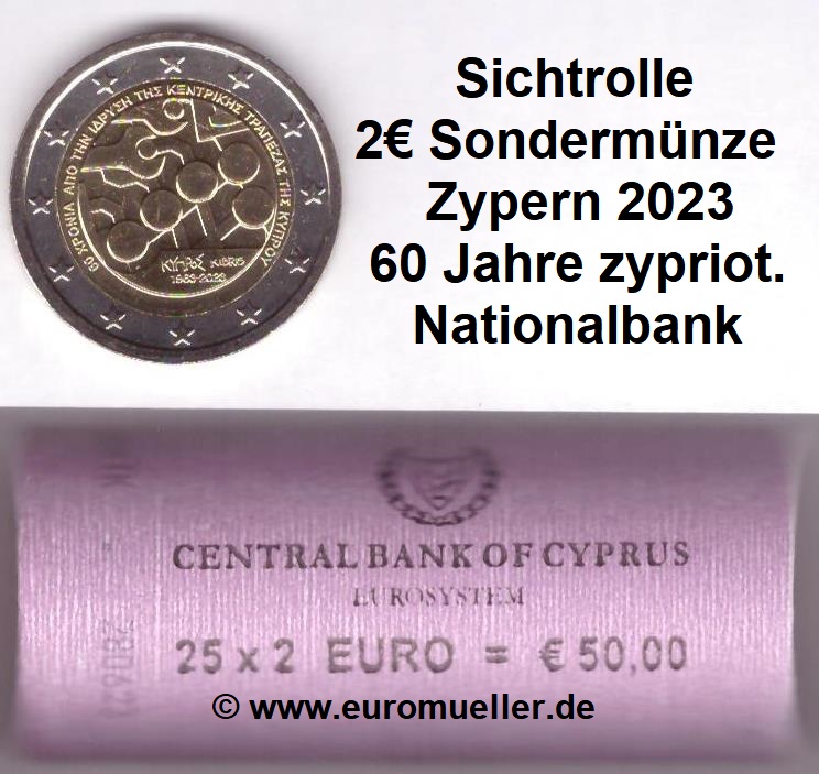 Zypern Sichtrolle...2 Euro Gedenkmünze 2023...Nationalbank   