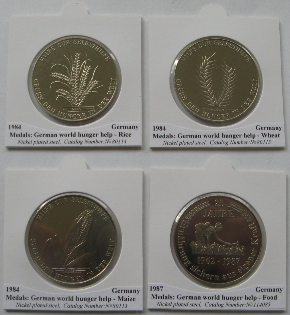  1984-87,Germany, set 4 tokens: German world hunger help   