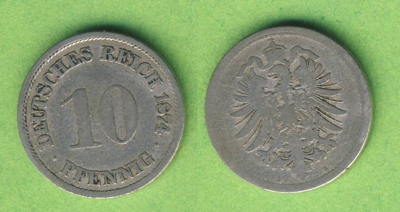  Kaiserreich 10 Pfennig 1874 A   