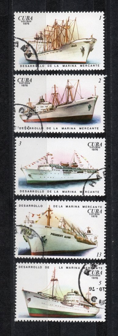  Kuba Satz Schiffe 1976 **Postfr. Gestempelt (5 Werte)   