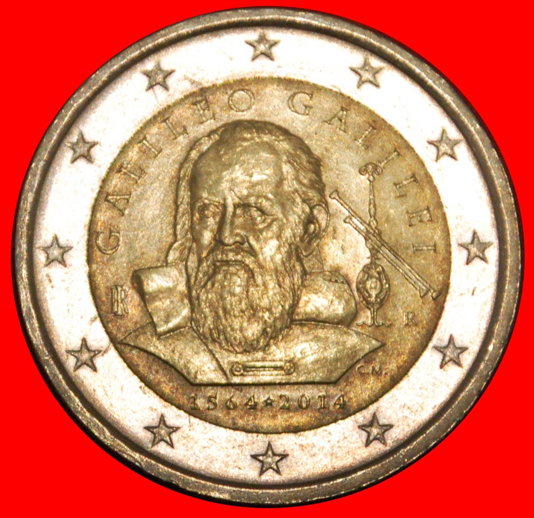  * GALILEI 1564-1642: ITALIEN ★ 2 EURO 2014R! uSTG STEMPELGLANZ!★OHNE VORBEHALT!   