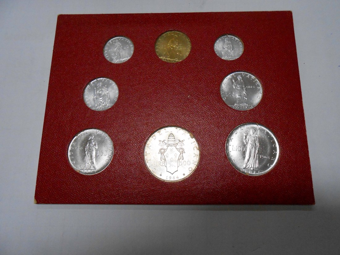  Vatikan Kursmünzensatz 1964  MCMLXIV  ANNO II im Folder   