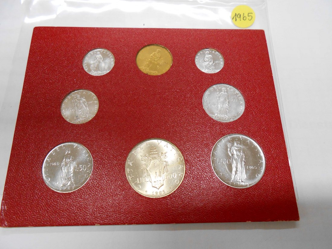  Vatikan Kursmünzensatz 1965 MCMLXV ANNO III im Folder   